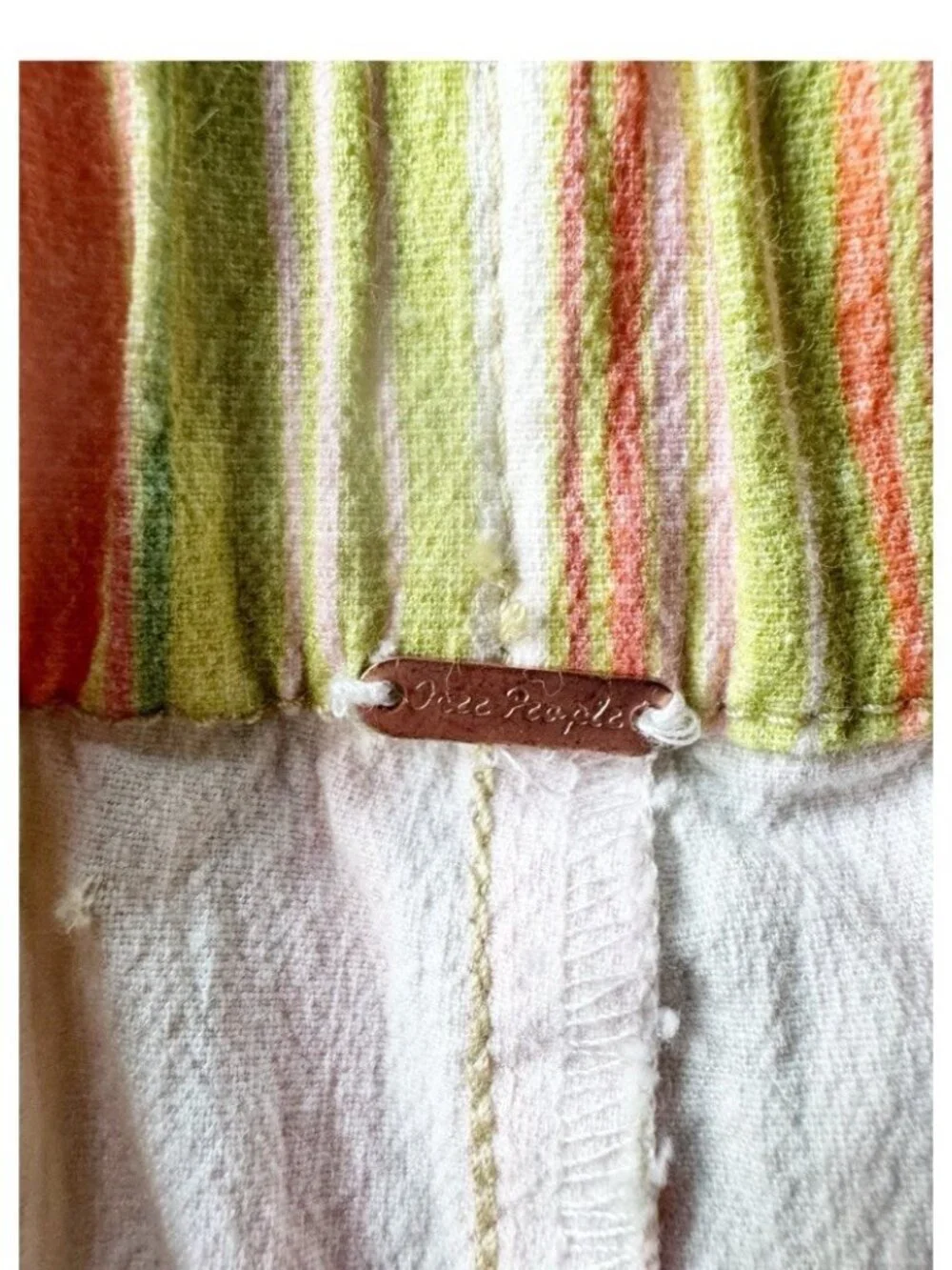 Free People Women's Sz S In My Feelings Green Orange Pink Stripe Cropped Pants
